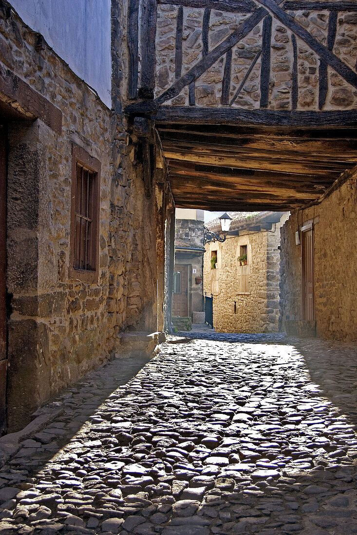 Typical street in Potes. Liébana. Picos de Europa. Cantabria. Spain.
