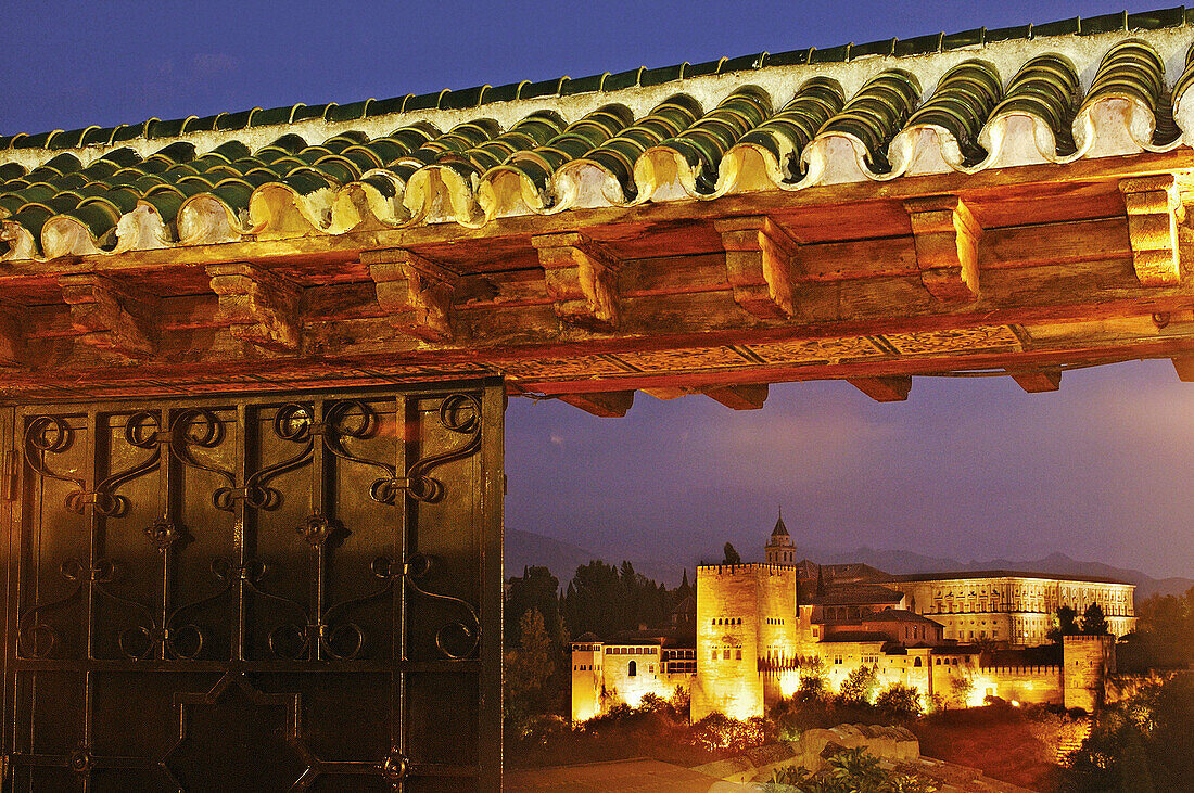 Evening view of the Alhambra. Granada. Andalucia. Spain