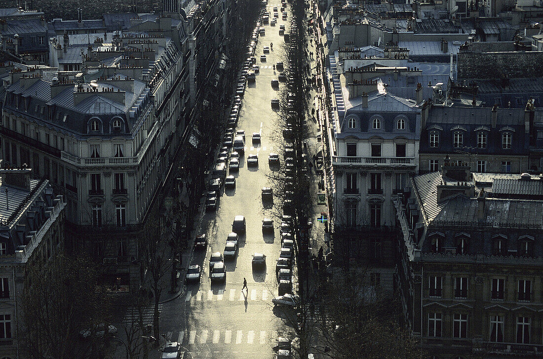 Avenue Victor Hugo seen from the Arc de Triomphe, Paris. France