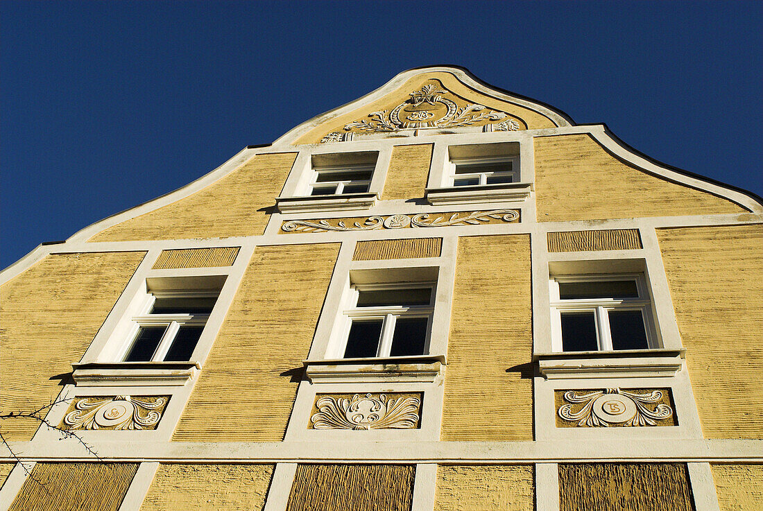 Front of a house, style art nouveau, windows with decor city of Forchheim, Upper Franconia, Bavaria