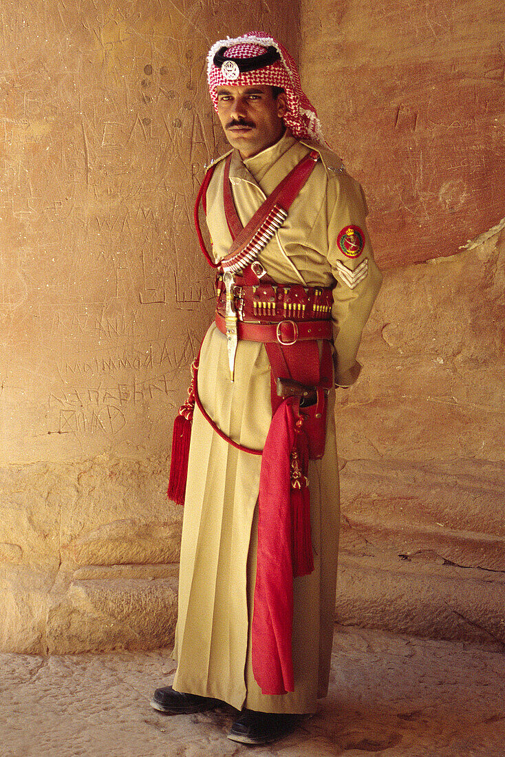 Guard of the Khasneh (Treasury) at Petra. Jordan