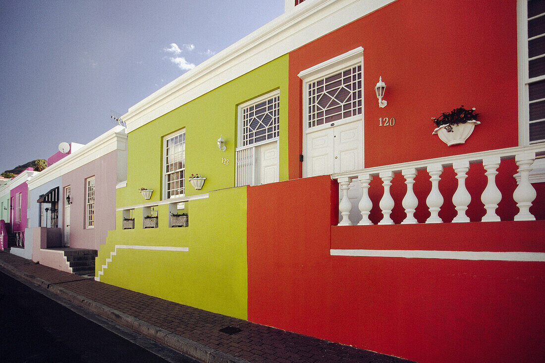 Colourful local houses in the Bo-Kapp region of Cape Town. Western Cape, South Africa