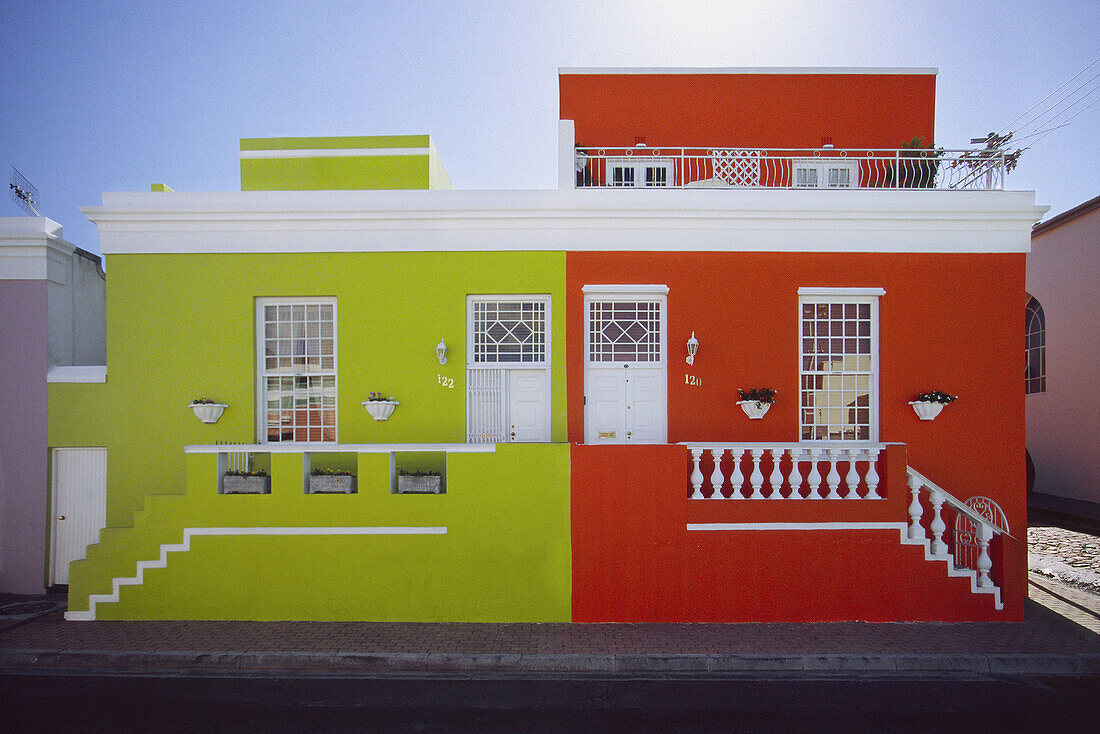 Colourful local houses in the Bo Kapp region of Cape Town. Western Cape, South Africa.