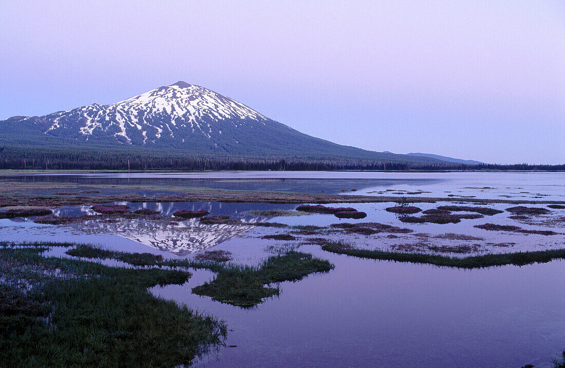 Mount Bachelor and Sparks Lake. Deschutes National Forest. Oregon. USA.