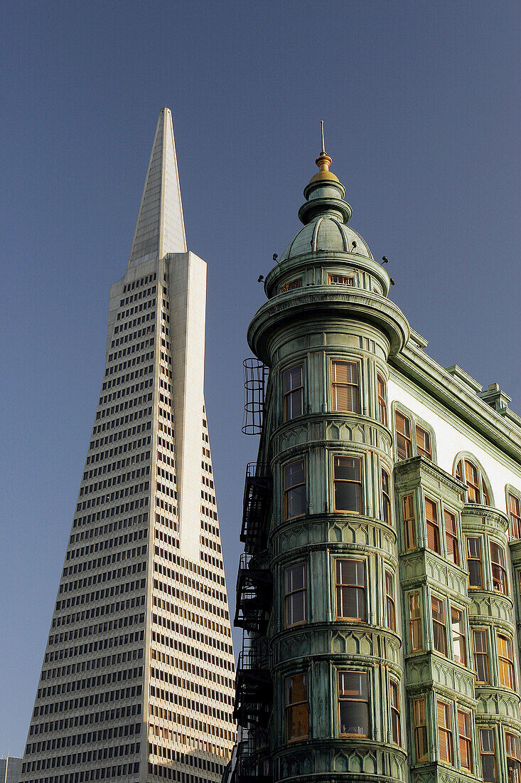 Transamerica Pyramid and Columbus Tower. San Francisco. California. USA