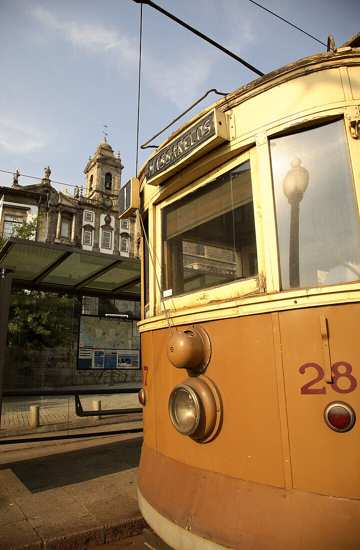 Tramway E1 to Massarelos. Douro river, Oporto. Portugal.