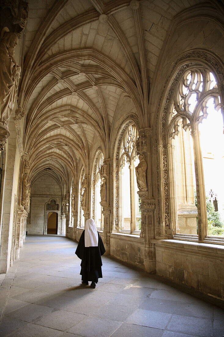 Gothic cloister (15th century) of San Juan de los Reyes monastery, Toledo. Castilla-La Mancha, Spain