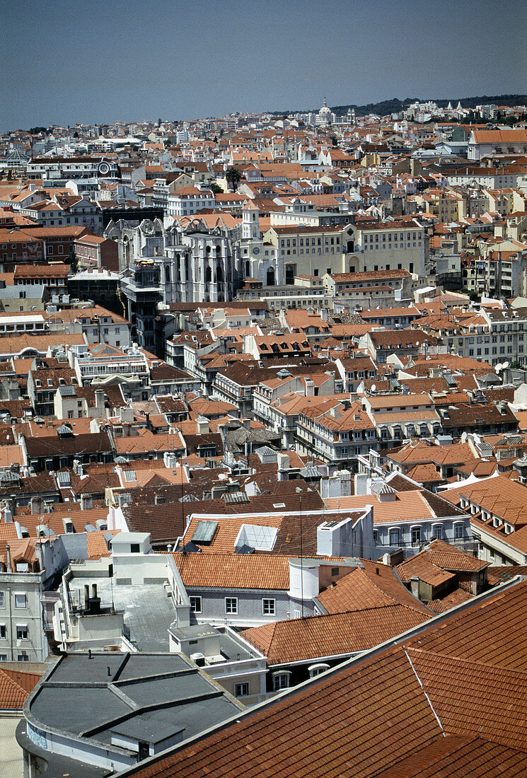 Baixa and Chiado districts as seen from Castelo de São Jorge, Lisbon. Portugal (May, 2005)