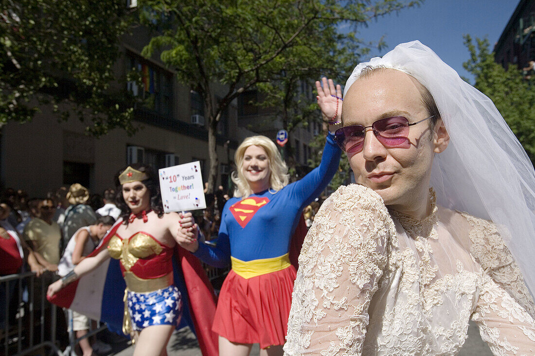 New York City, Gay Pride parade, male bride