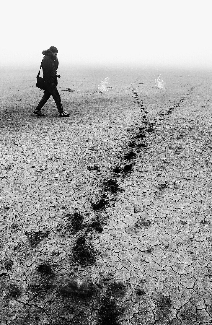 On a dry winter, Las Cañas lagoon campletely dry. Viana. Navarra. Spain.