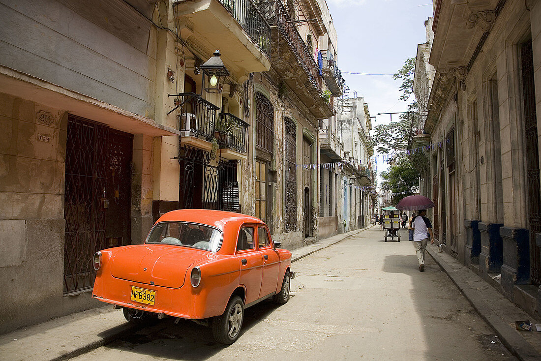 Old classic car parked in Old Havana. Cuba