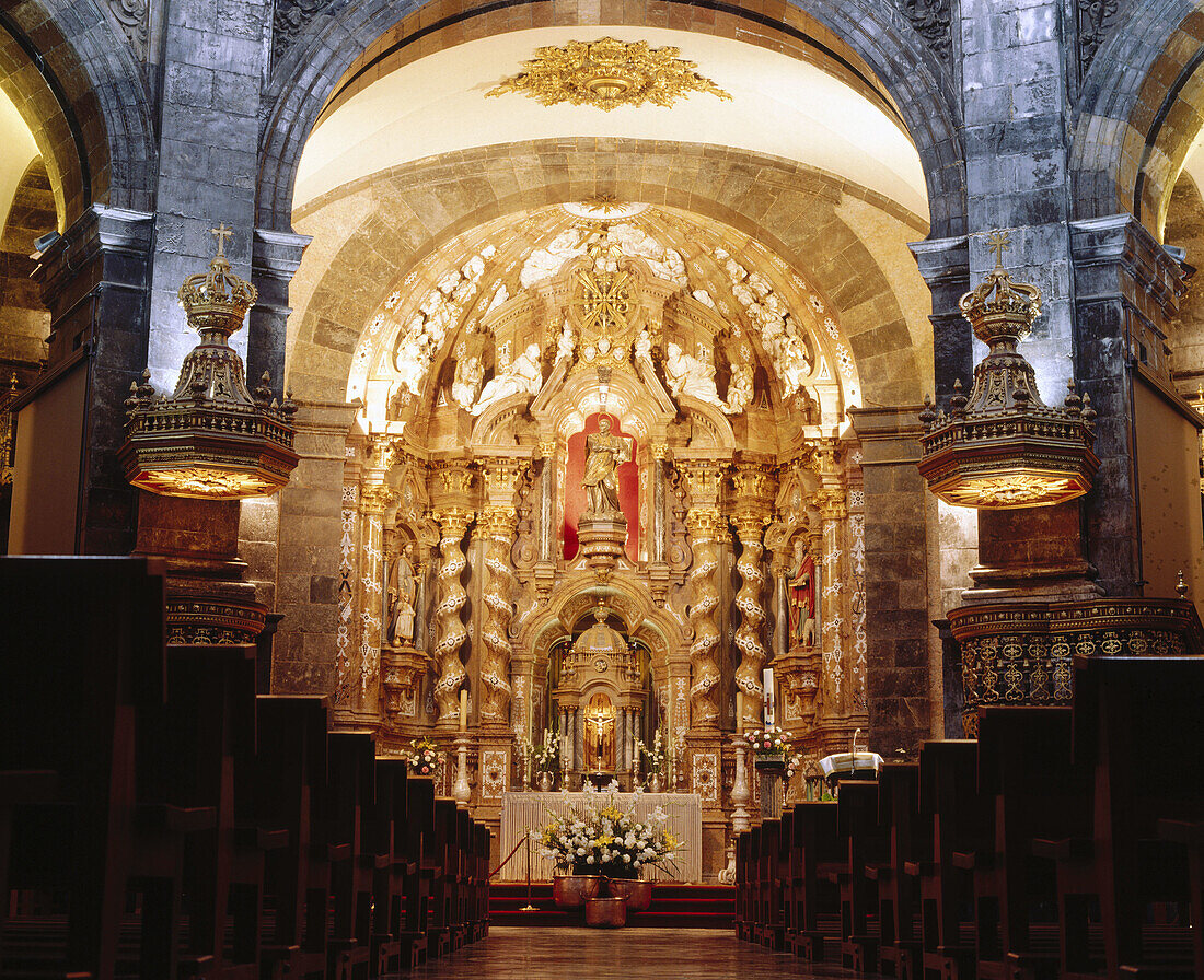 Baroque altarpiece at basilica of San Ignacio de Loyola. Guipúzcoa, Euskadi. Spain