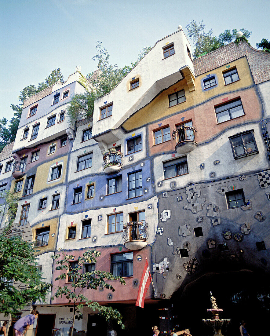Hundertwasserhaus, an apartment building designed by Hundertwasser. Vienna. Austria