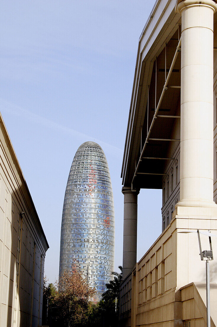 Torre Agbar and Teatre Nacional de Catalunya, Barcelona. Spain.