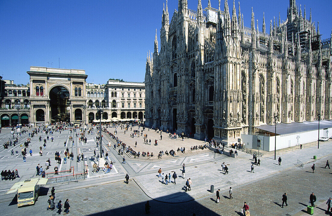 Cathedral and Vittorio Emmanuele II gallery at Duomo Square. Milan. Italy