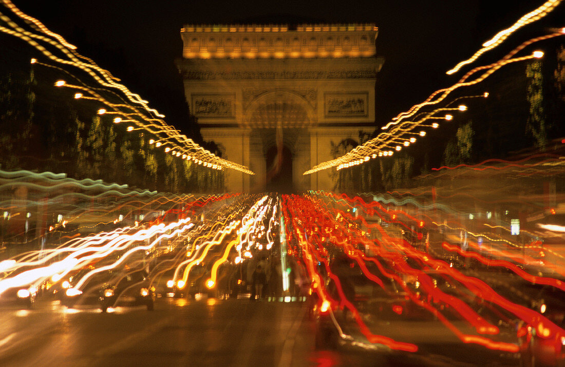 Arc de Triomphe and Champs Elysees. Paris. France