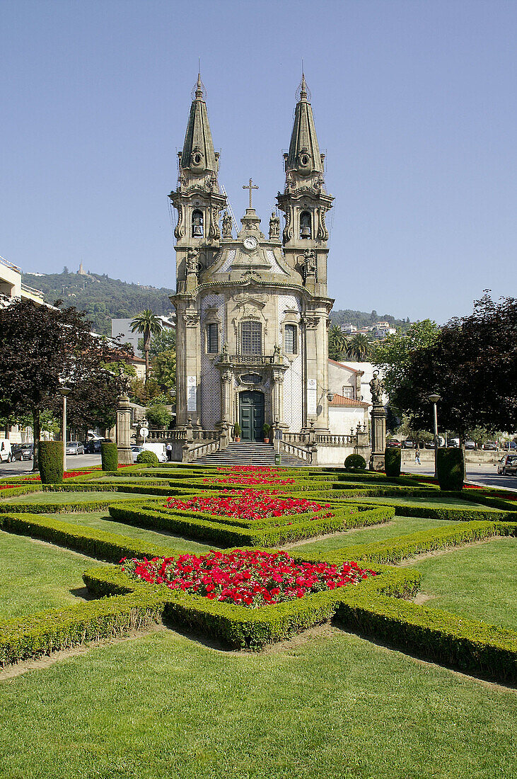 Gardens and church of São Gualter (18th century), Guimarães. Portugal