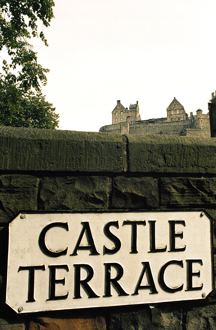 The castle seen from Castle Terrace. Edinburgh. Scotland. UK.
