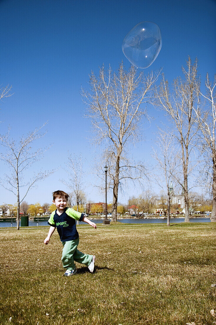 Young boy playing in the park