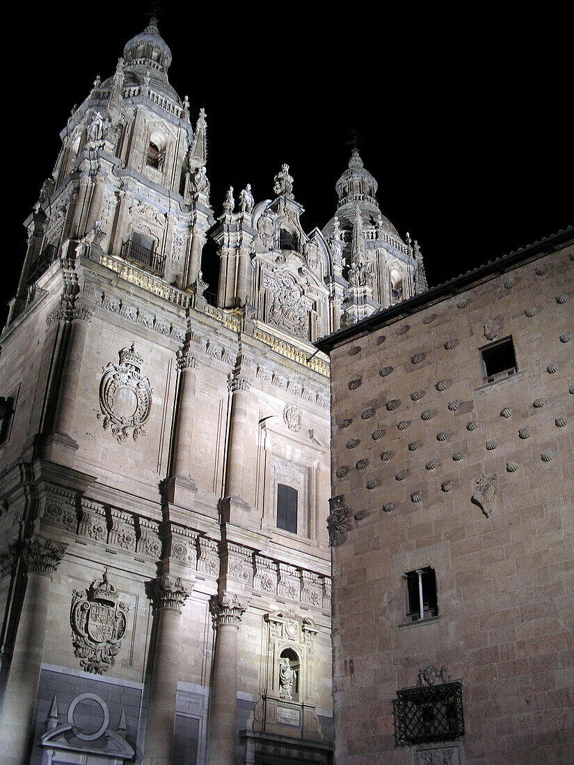 La Clerecía (18ht century baroque Jesuit monastery, now Pontifical University of Salamanca) and Casa de las Conchas, Salamanca. Castilla-León, Spain