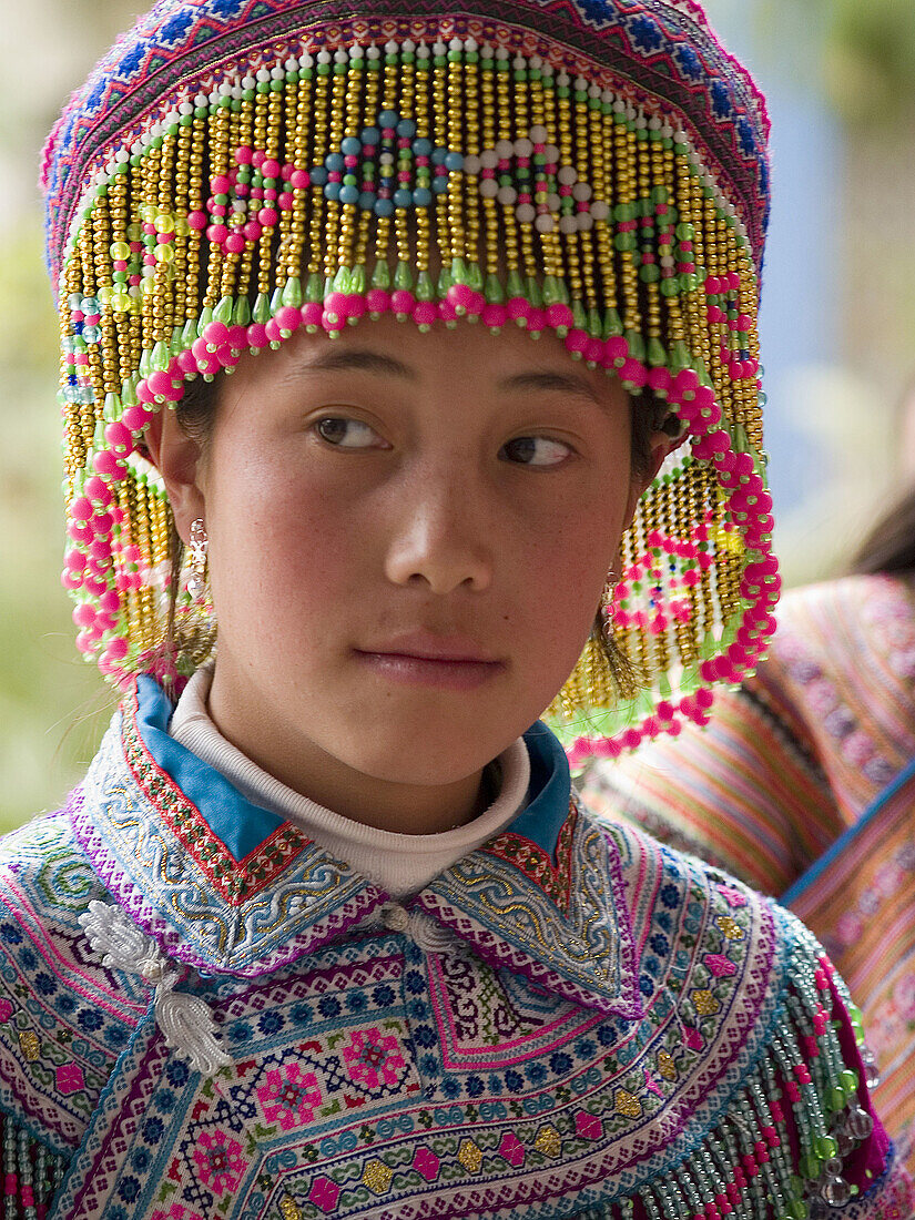 Flower Hmong gal in special ceremony garb. Bac Ha, Northern Vietnam (april, 2006)