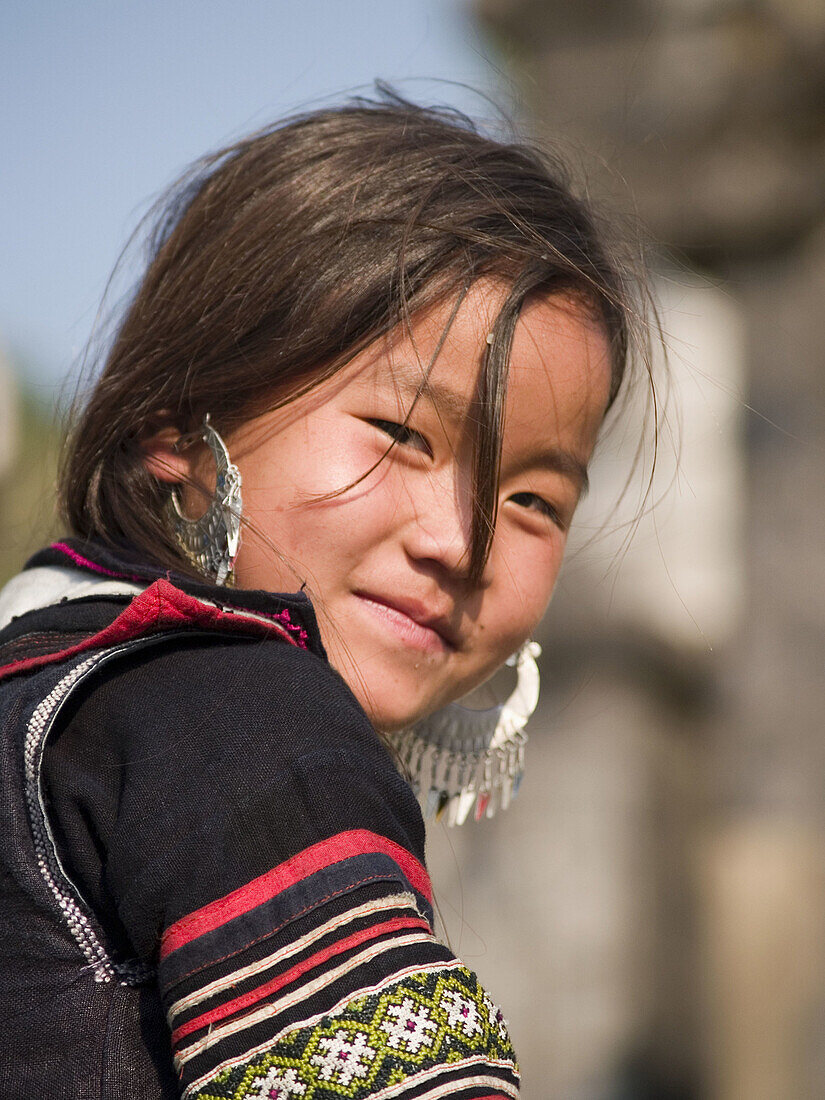 A young black Hmong girl in traditional garb. Sapa, Vietnam (april 2006)