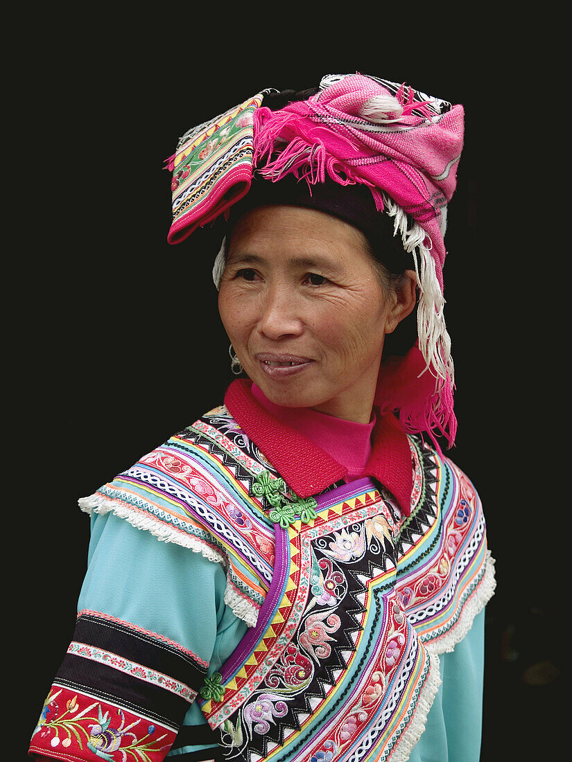portrait of Yi woman, Yuanyang, China