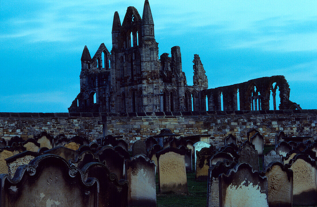 Europe, Great Britain, England, North Yorkshire, Whitby, Abbey and churchyard