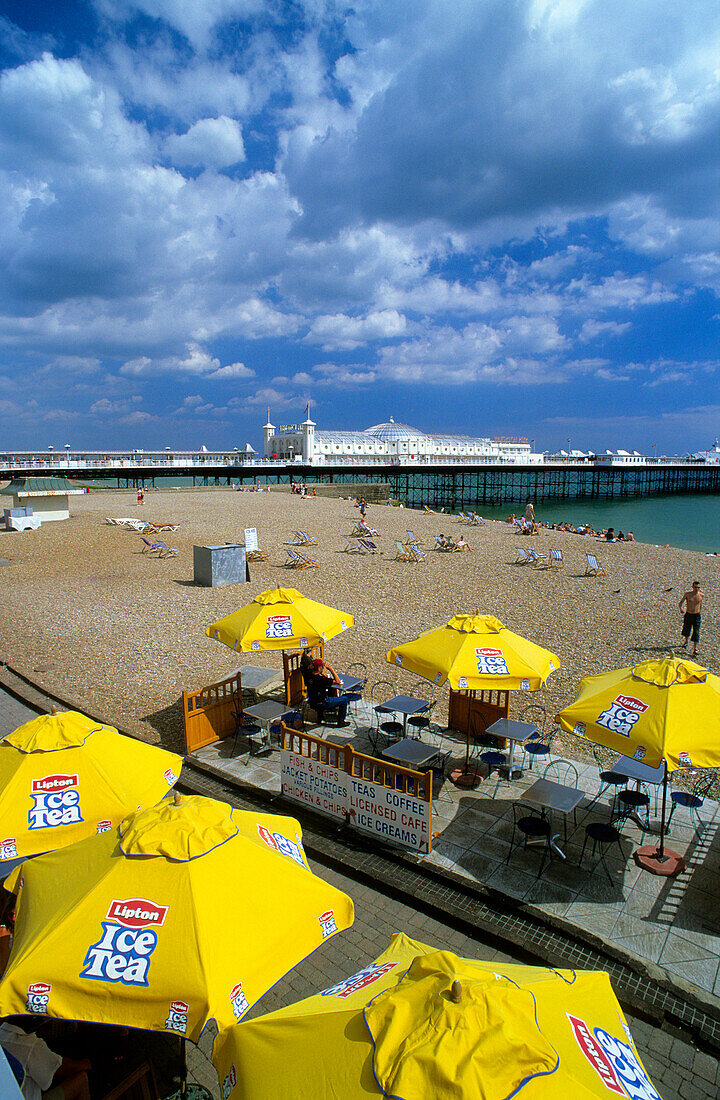 Europe, England, East Sussex, Brighton, Brighton Pier, beach bar