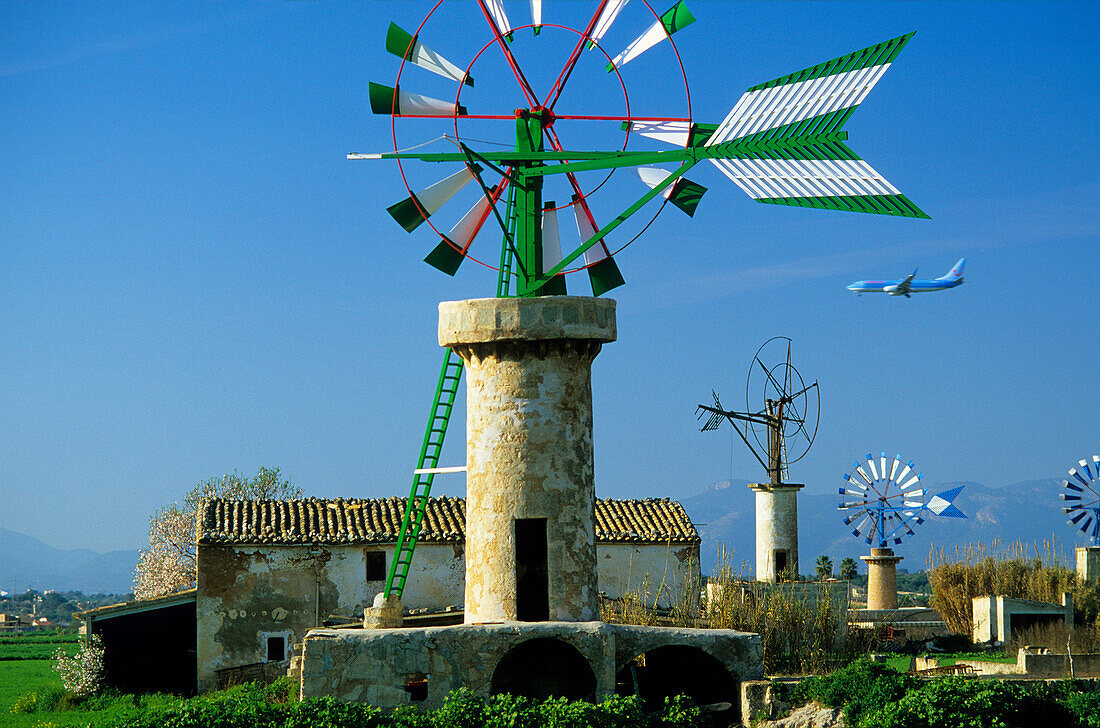 Europa, Spanien, Mallorca, bei Sant Jordi, Windmühlen