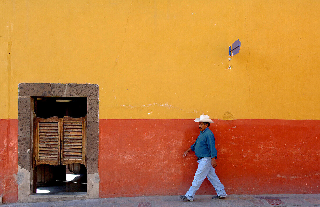Mexican in front of a bar, San Miguel de Allende, Mexico