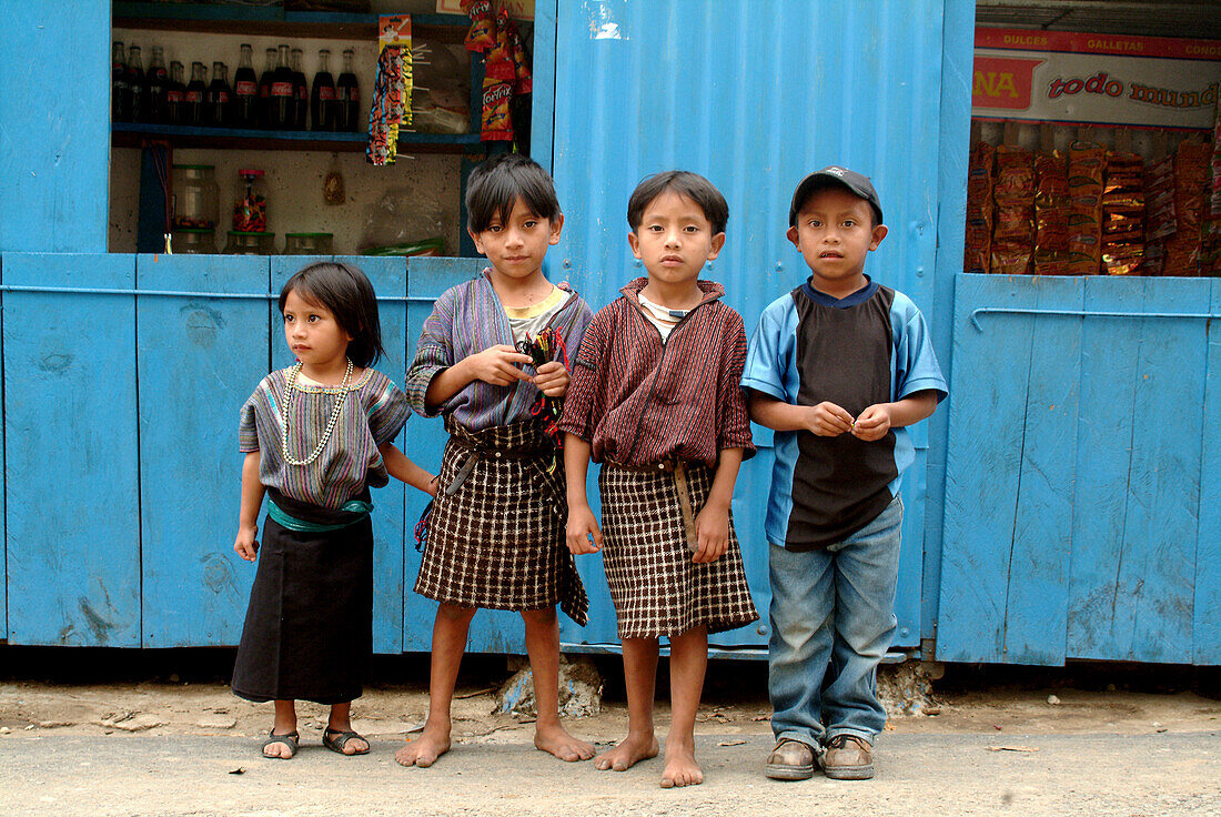 Maya children in the village of Santiago Atitlán, Guatemala, Central America
