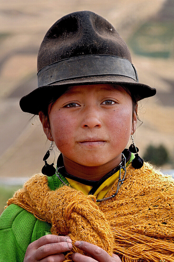 Indigenous girl from Zumbahua, Ecuador, South America