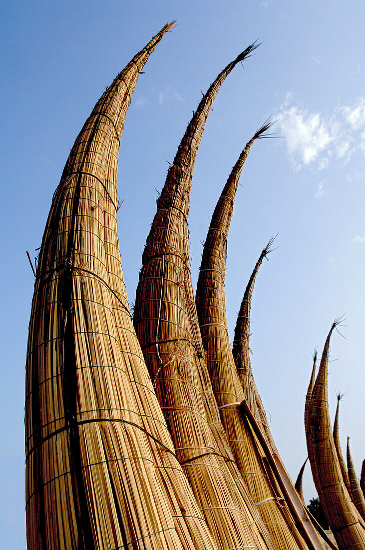 Caballitos de totora, reedboats in Huanchaco, Peru, South America