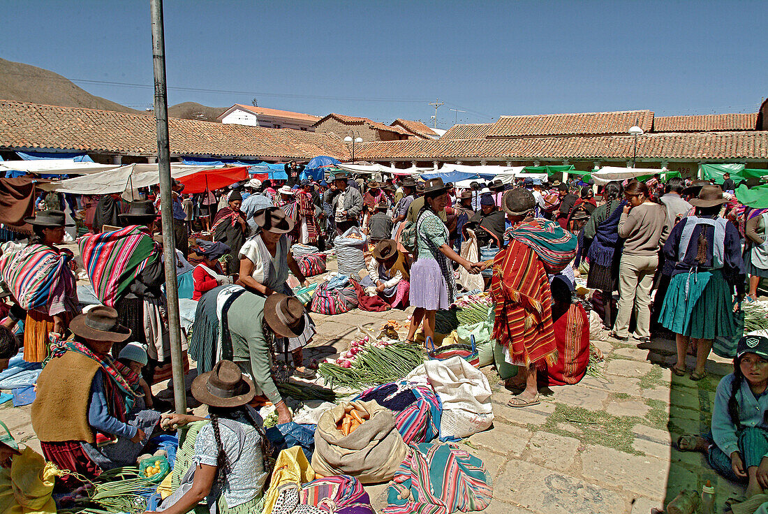 Country market on the market square of Tarabuco, Bolivia, South America