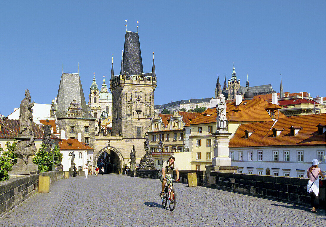 Lesser Town Bridge Tower on Charles Bridge in Prague, Czech Republic