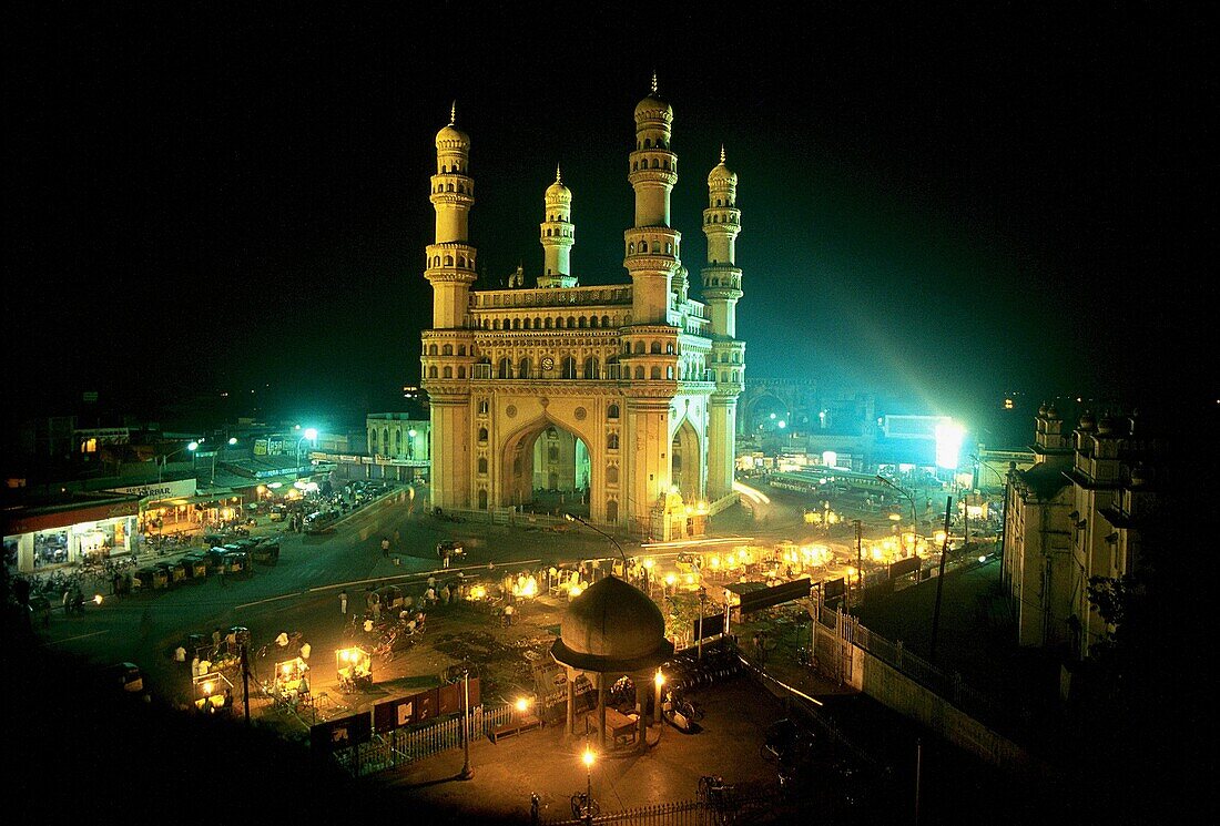 Charminar and the market. Hyderabad. India