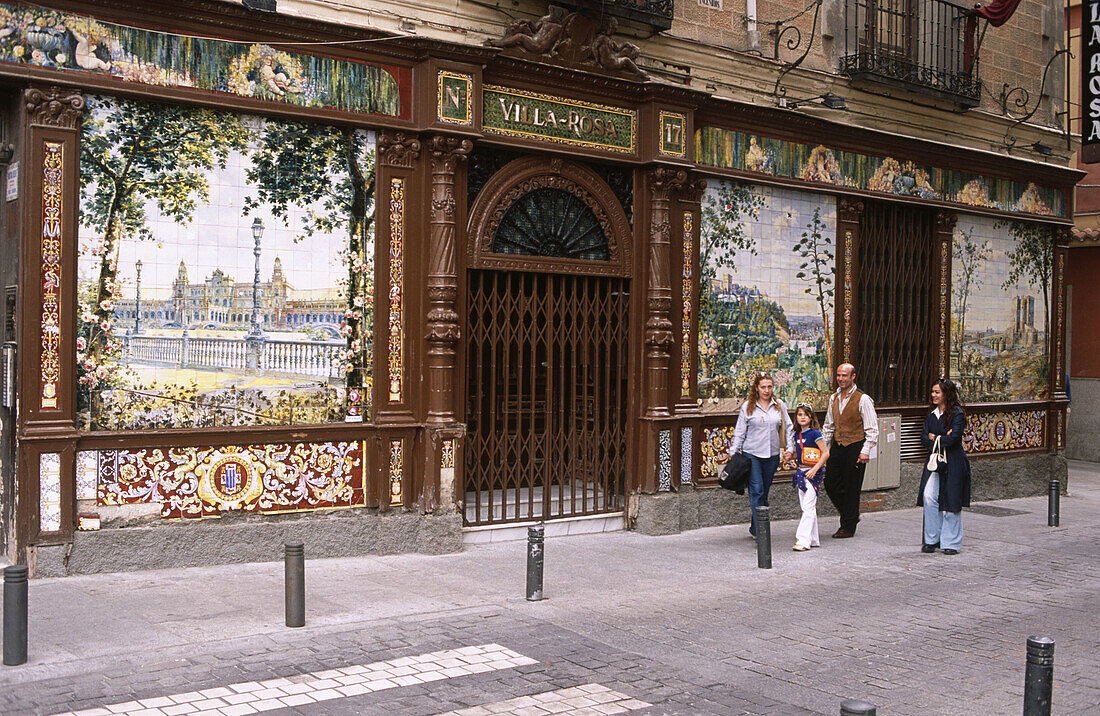 Facade with colourful tiles. Madrid. Spain