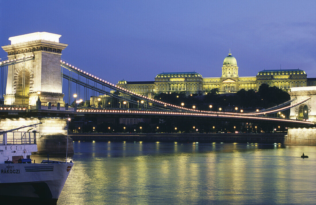 Chain Bridge and Royal Palace in Budapest. Hungary