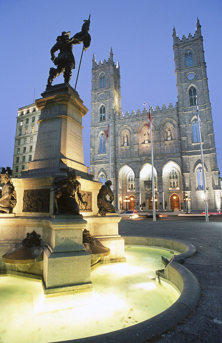 Place dArmes and church of Notre Dame. Montreal. Quebec. Canada