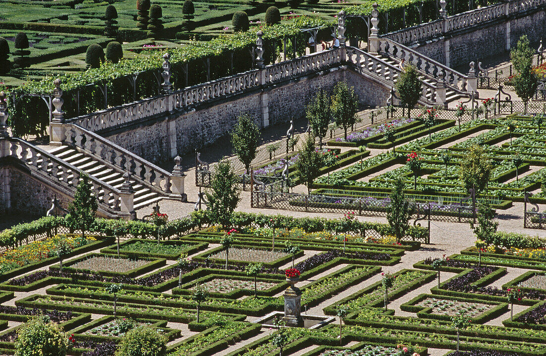 Villandry castle gardens. Val-de-Loire, France