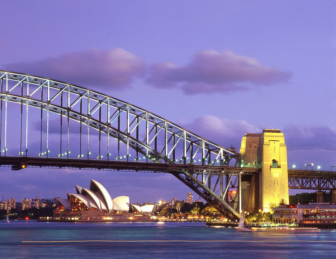 Harbour Bridge and Opera House in background. Sydney. New South Wales, Australia