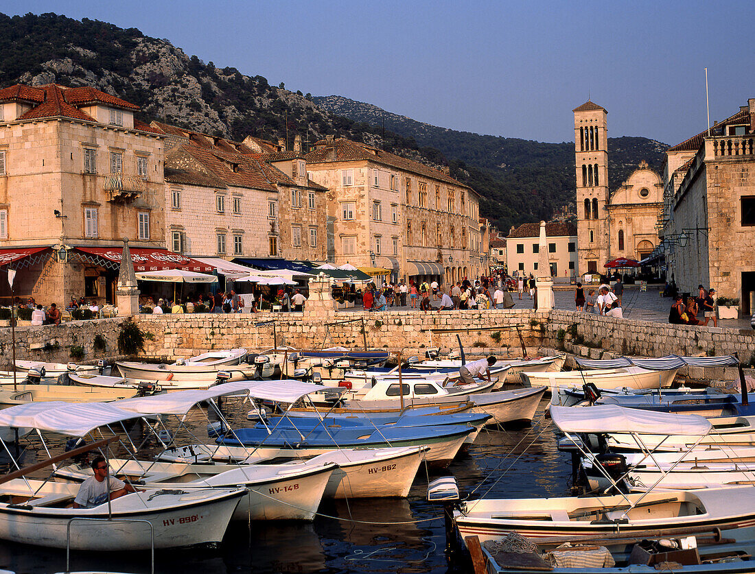 Harbour, main square. Hvar. Croatia.