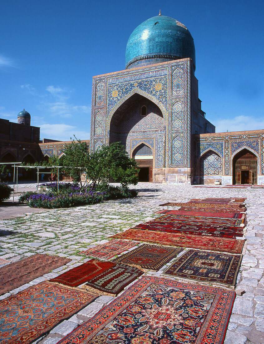 Tilla-Kari Medressa, carpets. Samarkand. Uzbekistan.