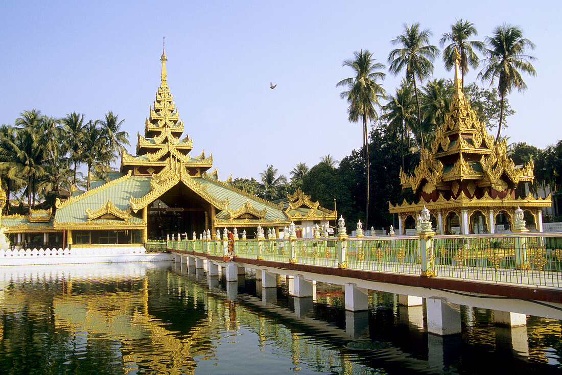 Buddhist temple and monastery, Yangon. Myanmar