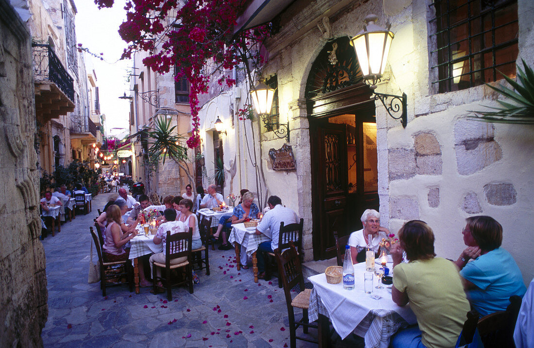 Old towns street scene. Hania, Crete. Greece