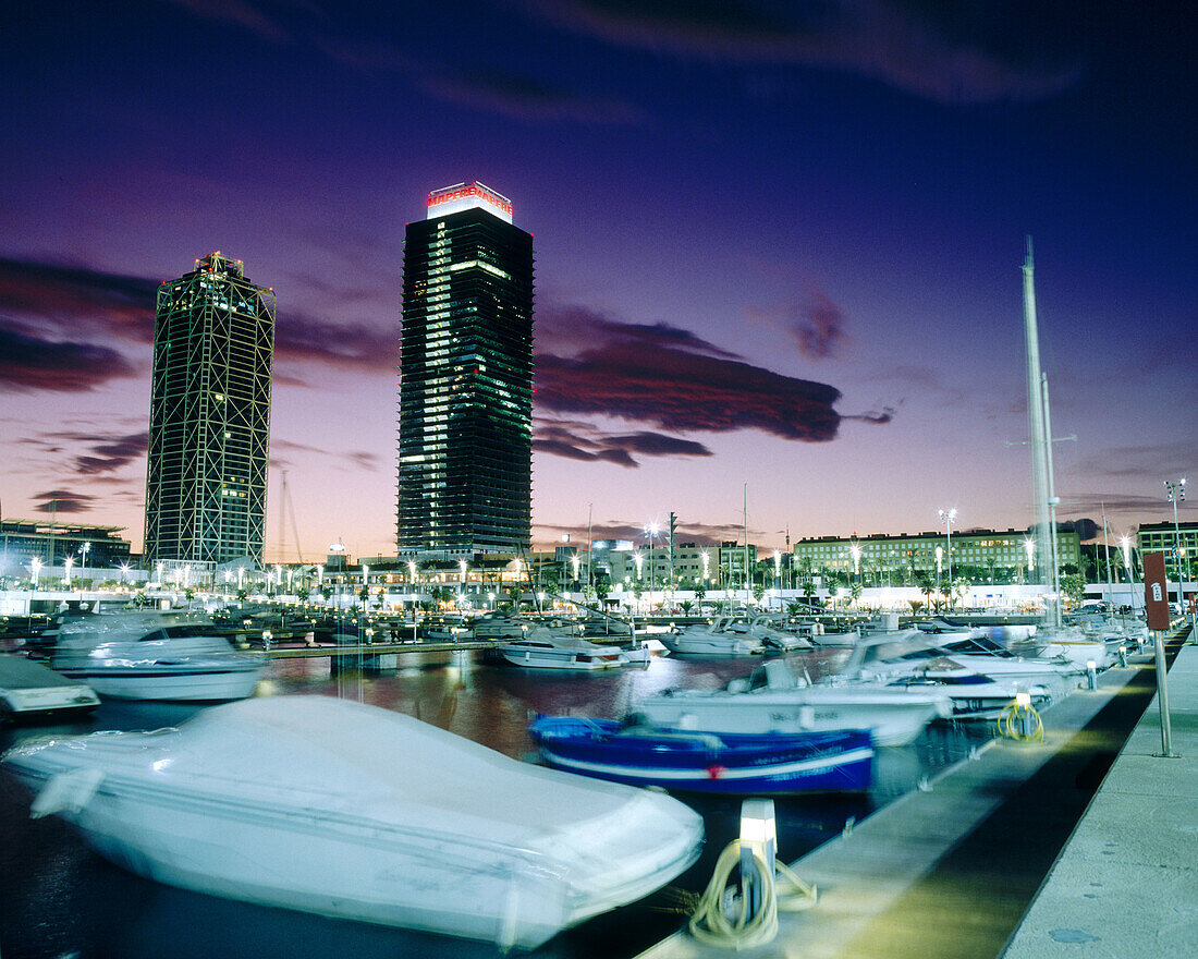 Mapfre tower and Hotel Arts. Olympic Village. Barcelona. Spain.