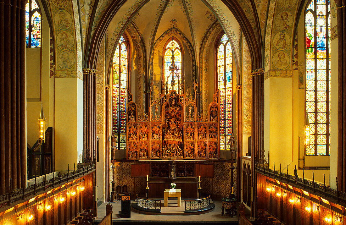 Interior view of the dome St. Petri with the Brüggemann altar or Bordesholmer altar, Schleswig, Schleswig Holstein, Germany, Europe