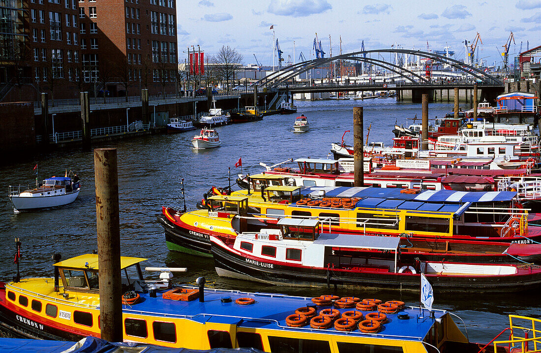 Europe, Germany, Hamburg, port of Hamburg, traditional barges in Hamburg's inner harbour