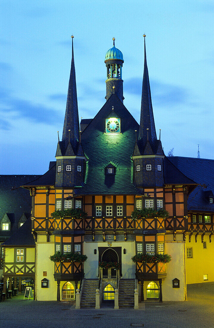 Europa, Deutschland, Sachsen-Anhalt, Saxony-Anhalt, Harz, mittelalterliches Rathaus in Wernigerode